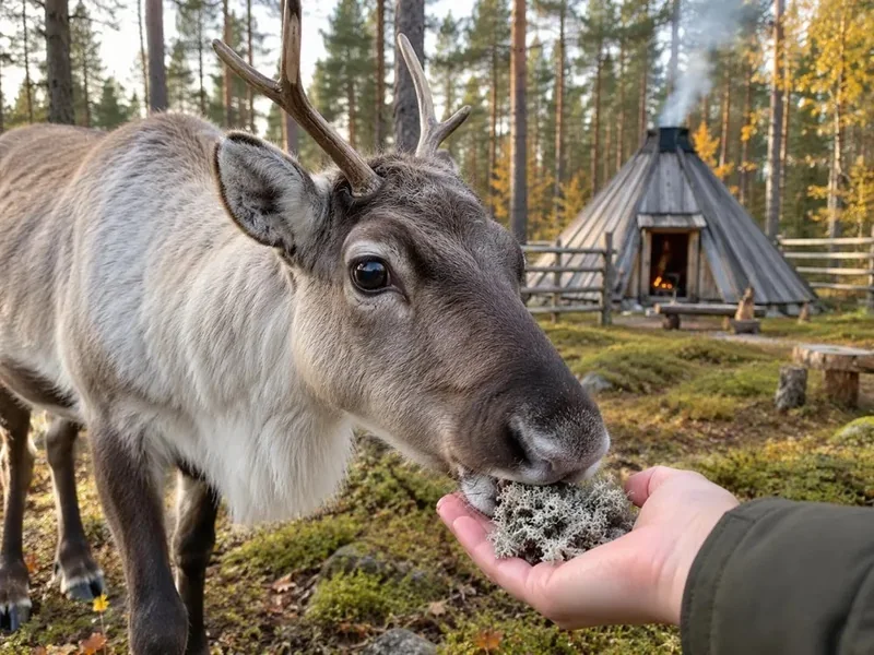 Feeding reindeer, Sámi traditions and photos